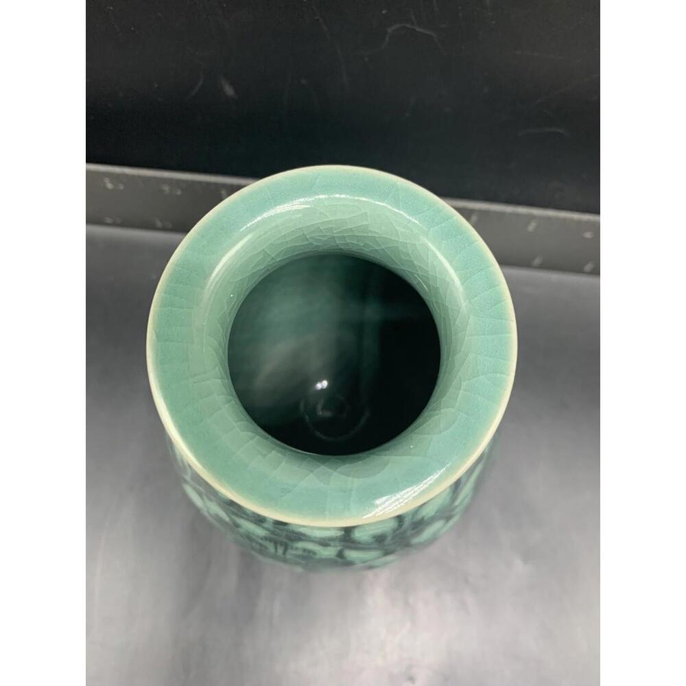 Korean Celadon Green Porcelain Ceramic Art Pottery Flower Art Pottery Asian Vase - Picture 5 of 10